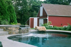 A Dana-designed Diving Stone and Jacuzzi Spillway